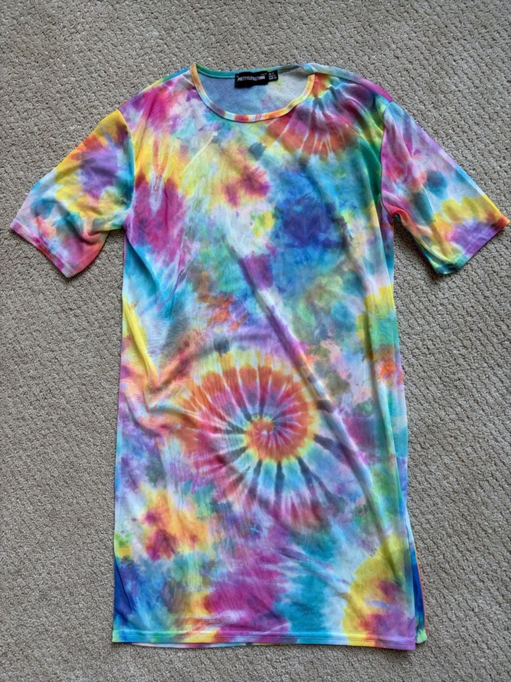 Pretty Little Things Tie Dye Mesh Tee Dress
